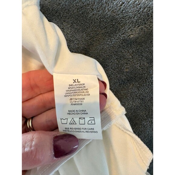 White Lace Babydoll Dress XL Cottagecore Boho Mini Flutter Sleeve Ruffle Hem - Picture 9 of 9